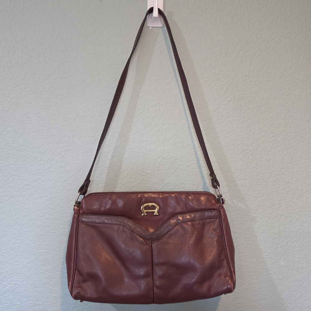 Vtg Etienne Aigner Lg Oxblood Burgundy Leather Purse Handbag Crossbody 80s 90s